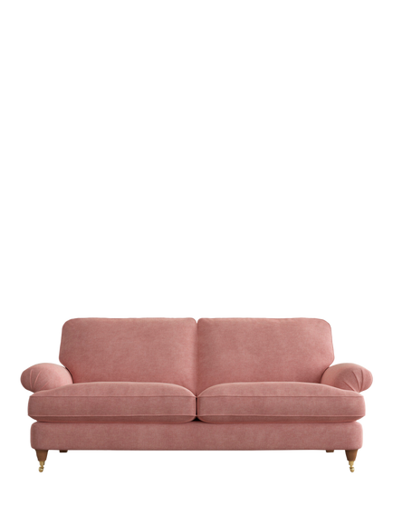 Laura Ashley Beaumaris Large 3 Seater Sofa, Teak Leg, Bainton Old Rose Pnk