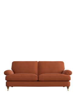 Laura Ashley Beaumaris Large 3 Seater Sofa, Teak Leg, Harley Terracotta Orange