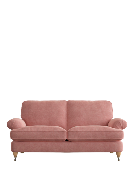 Laura Ashley Beaumaris Medium 2 Seater Sofa, Oak Leg, Bainton Old Rose Pnk