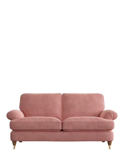 Laura Ashley Beaumaris Medium 2 Seater Sofa, Teak Leg, Bainton Old Rose Pnk