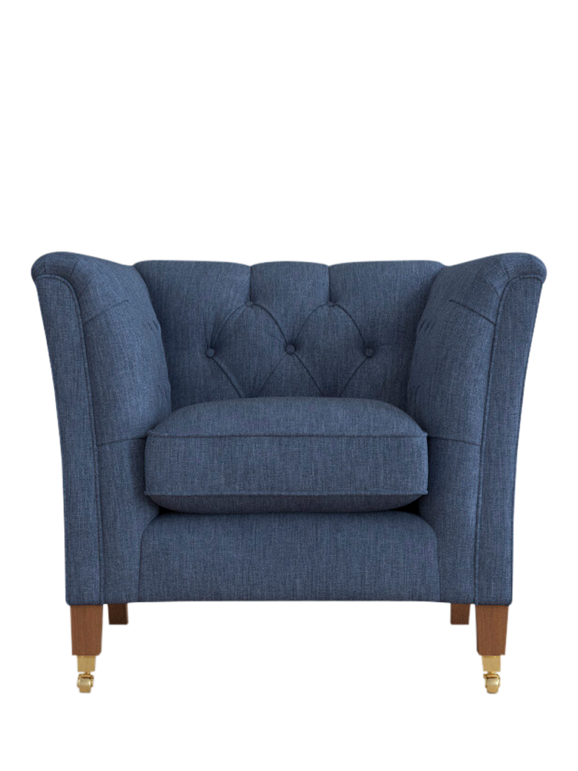 Chatsworth Range, Laura Ashley Chatsworth Armchair, Teak Leg, Bainton Midnight Navy