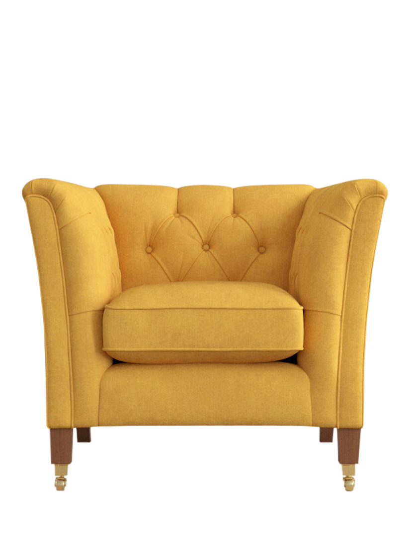 Chatsworth Range, Laura Ashley Chatsworth Armchair, Teak Leg, Bainton Ochre Yellow