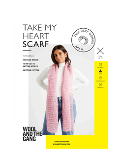 Wool And The Gang Take My Heart Scarf Knitting Pattern, Take My