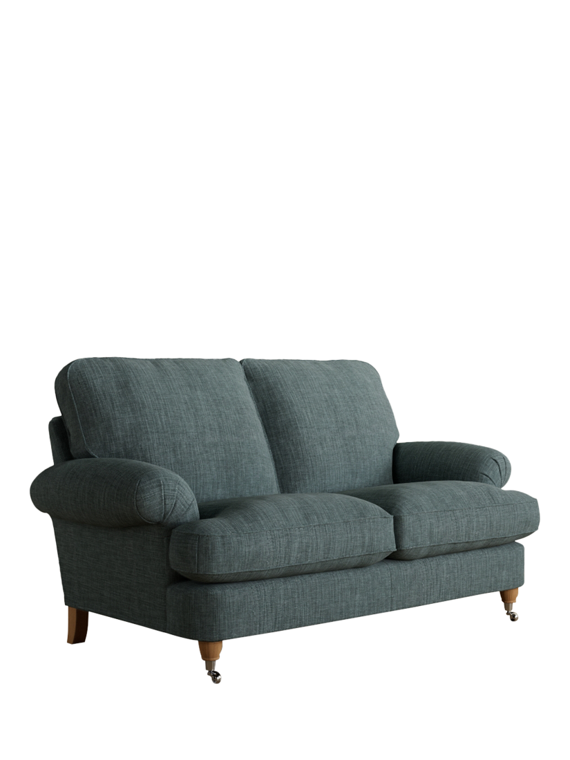 Beaumaris Range, Laura Ashley Beaumaris Small 2 Seater Sofa, Oak Leg, Bainton Newport Blue