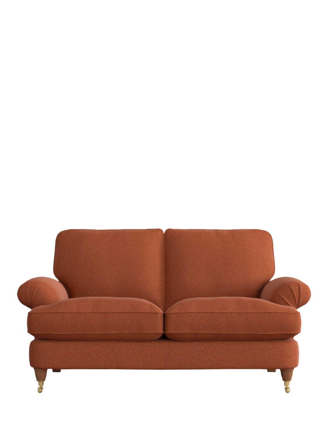 Beaumaris Range, Laura Ashley Beaumaris Small 2 Seater Sofa, Teak Leg, Harley Terracotta Orange