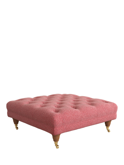Laura Ashley Gloucester Footstool, Teak Leg, Anneliese Rosewood Red