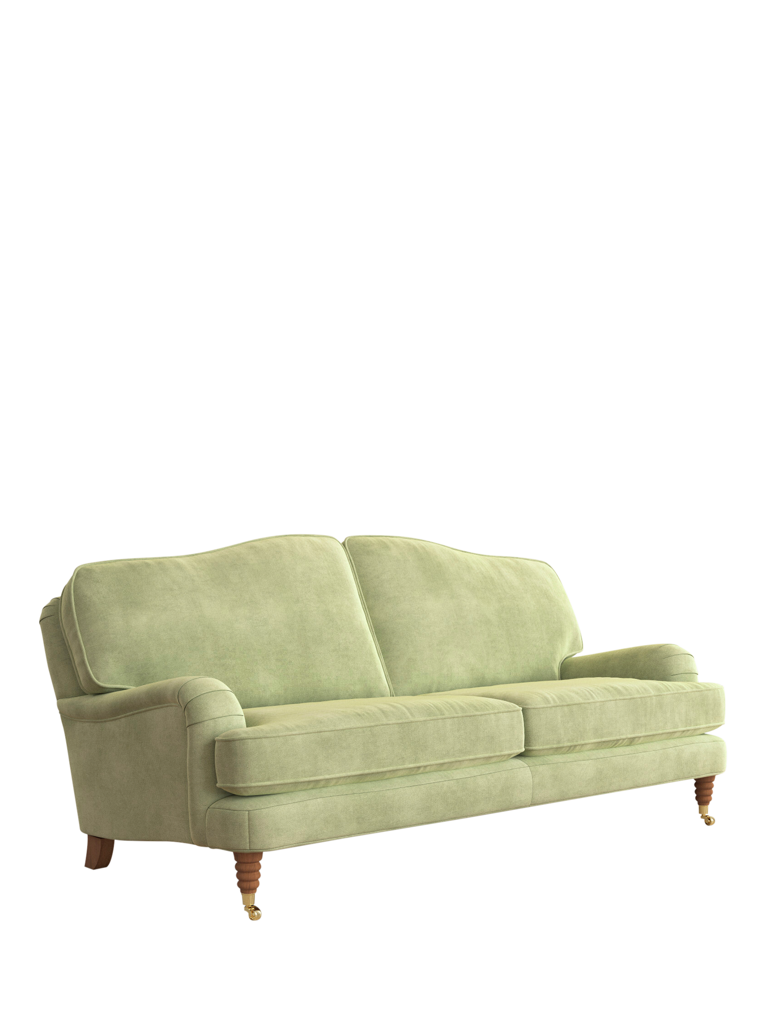 Lynden Range, Laura Ashley Lynden Large 3 Seater Sofa, Teak Leg, Orla Pale Hedgerow Green