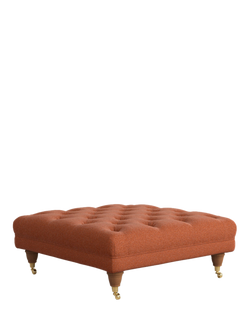 Laura Ashley Gloucester Footstool, Teak Leg, Harley Terracotta Orange