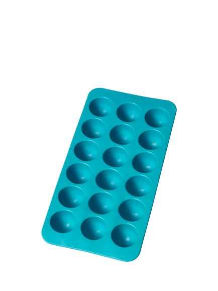 Lékué Round Ice Cube Tray with Lid, 18 Cube, Turquoise, Turquoise