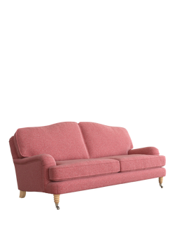 Laura Ashley Lynden Large 3 Seater Sofa, Oak Leg, Anneliese Rosewood Red