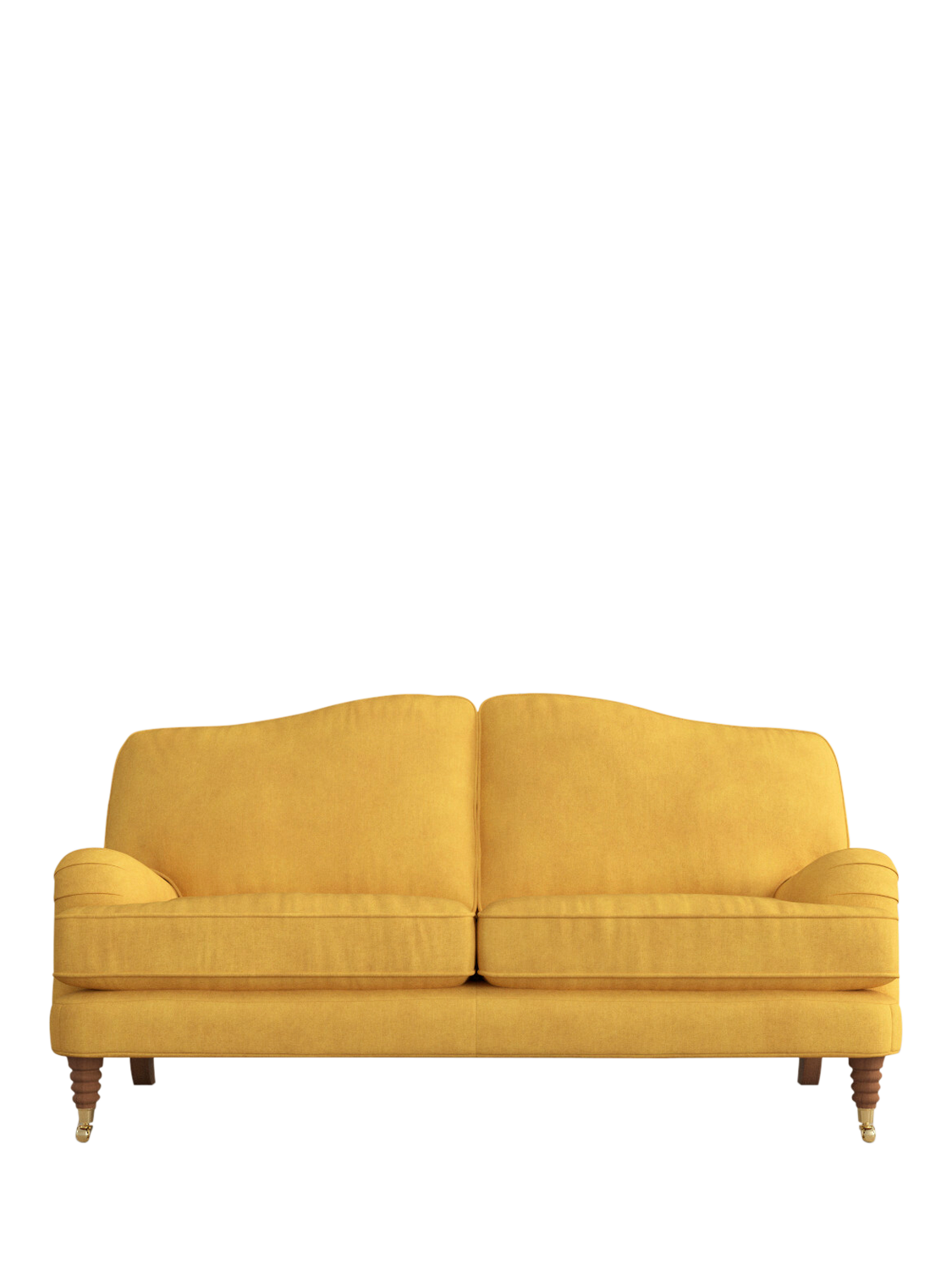 Lynden Range, Laura Ashley Lynden Medium 2 Seater Sofa, Teak Leg, Bainton Ochre Yellow