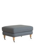 Laura Ashley Lynden Footstool, Oak Leg, Anneliese Midnight Blue