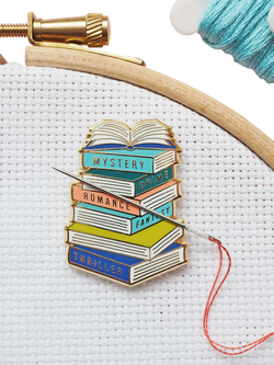 Caterpillar Cross Stitch Book Stack Needle Minder - view 2, Multi