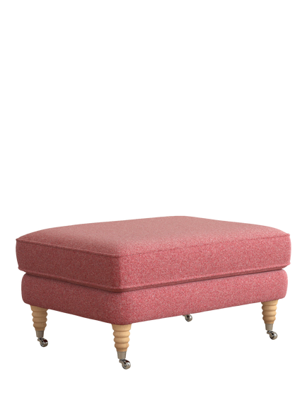 Laura Ashley Lynden Footstool, Oak Leg, Anneliese Rosewood Red