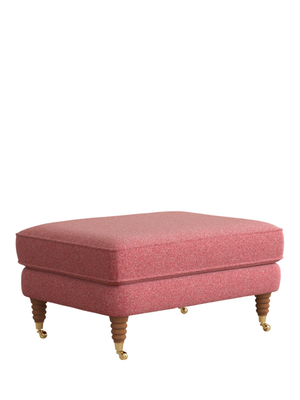Laura Ashley Lynden Footstool, Teak Leg, Anneliese Rosewood Red