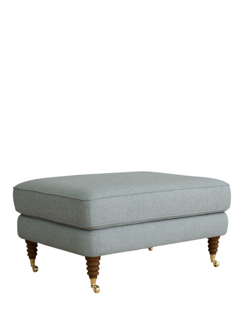 Lynden Range, Laura Ashley Lynden Footstool, Teak Leg, Anneliese Seaspray