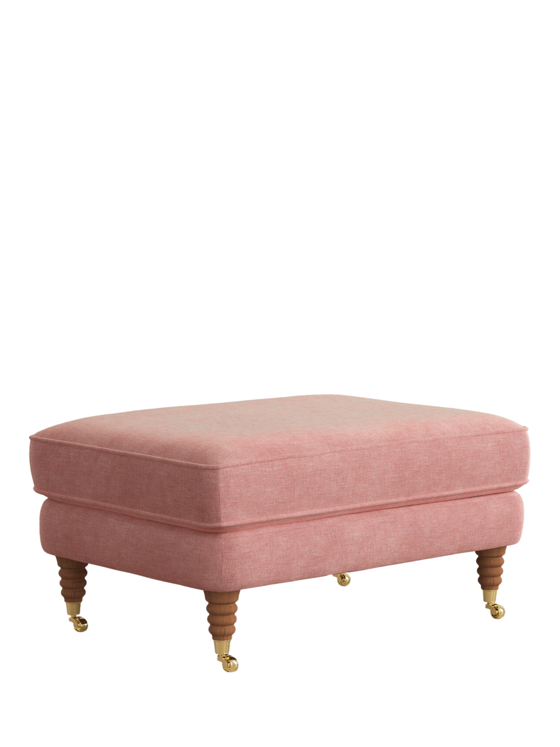 Lynden Range, Laura Ashley Lynden Footstool, Teak Leg, Bainton Old Rose Pink