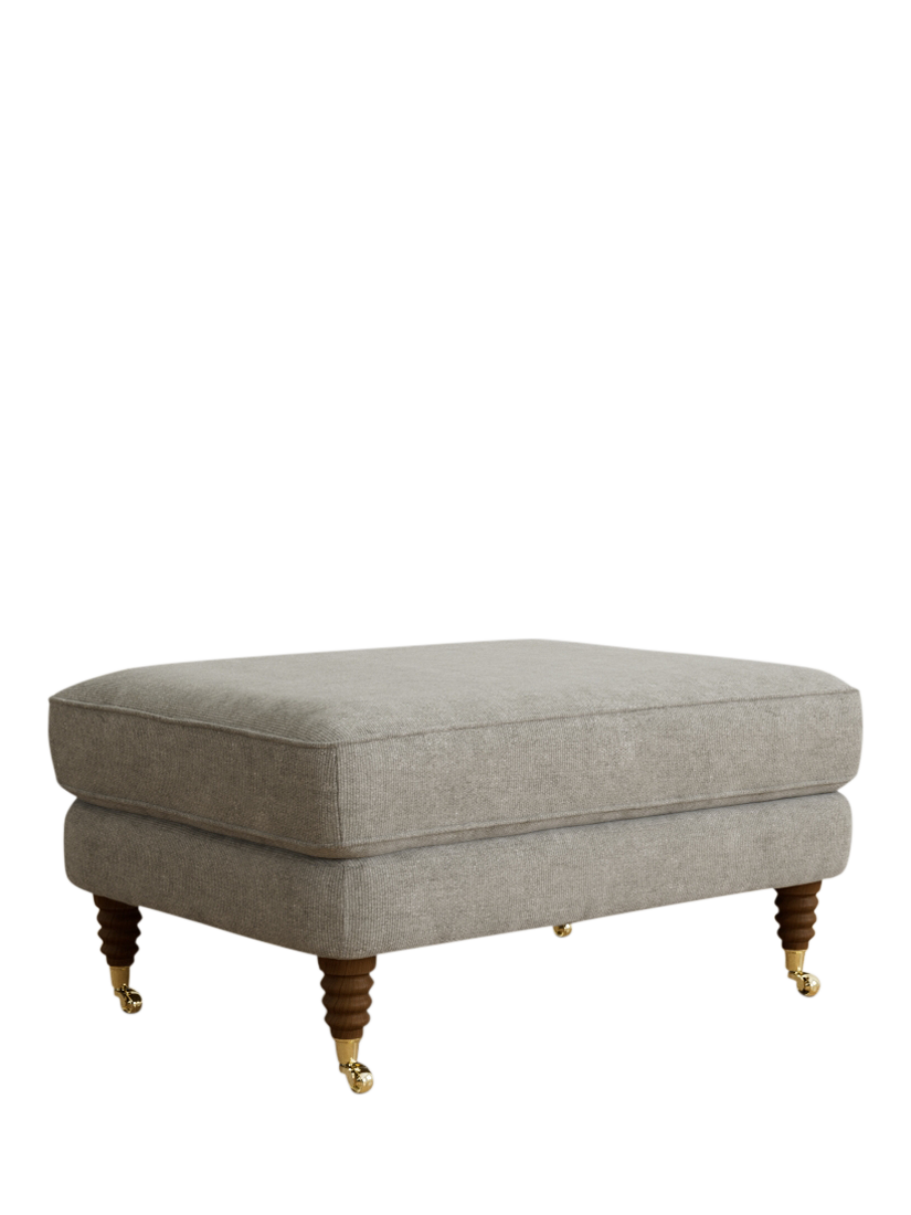 Lynden Range, Laura Ashley Lynden Footstool, Teak Leg, Orla Pale Steel