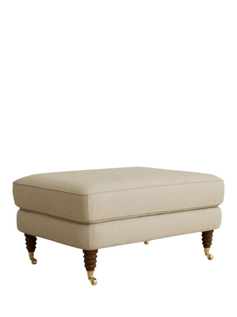 Lynden Range, Laura Ashley Lynden Footstool, Teak Leg, Wooton Natural
