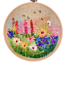 Rowandean Cosmos and Snapdragons Embroidery Kit, Multi
