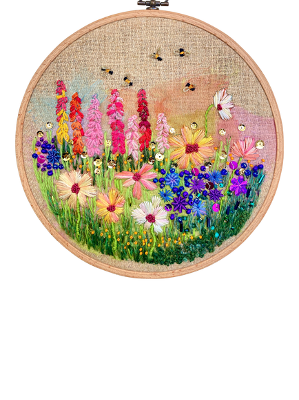 Rowandean Cosmos and Snapdragons Embroidery Kit, Multi