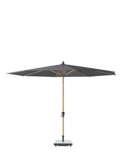 Pacific Riva Teak Wood Frame Round Parasol & Base with Cover, 3m, Anthracite, Grey