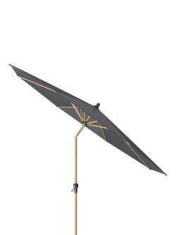 Pacific Riva Teak Wood Frame Round Parasol & Base with Cover, 3m, Anthracite - view 2, Grey