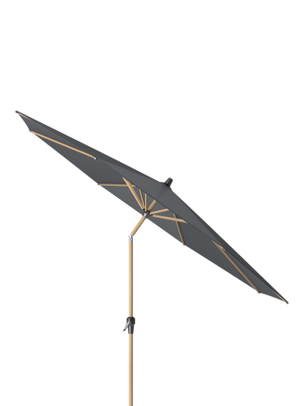Pacific Riva Teak Wood Frame Round Parasol & Base with Cover, 3m, Anthracite - view 2, Grey