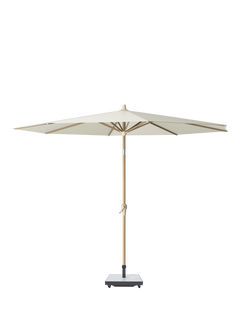 Pacific Riva Teak Wood Effect Frame Round Parasol & Base with Cover, 3m, Champagne