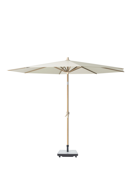 Pacific Riva Teak Wood Frame Round Parasol & Base with Cover, 3m, Anthracite, Champagne