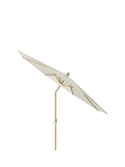 Pacific Riva Teak Wood Effect Frame Round Parasol & Base with Cover, 3m, Champagne - view 2, Champagne