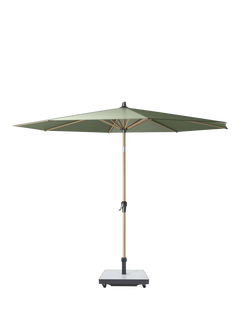 Pacific Riva Teak Wood Frame Round Parasol & Base with Cover, 3m, Olive