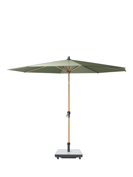 Pacific Riva Teak Wood Frame Round Parasol & Base with Cover, 3m, Anthracite, Olive
