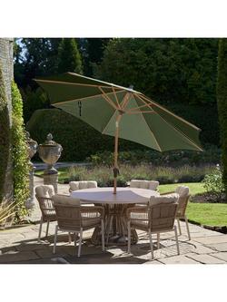 Pacific Riva Teak Wood Frame Round Parasol & Base with Cover, 3m, Olive - view 2, Olive
