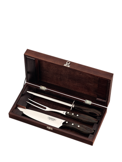 Tramontina Churrasco Stainless Steel Carving Knife & Fork Gift Set, 3 Piece, Brown