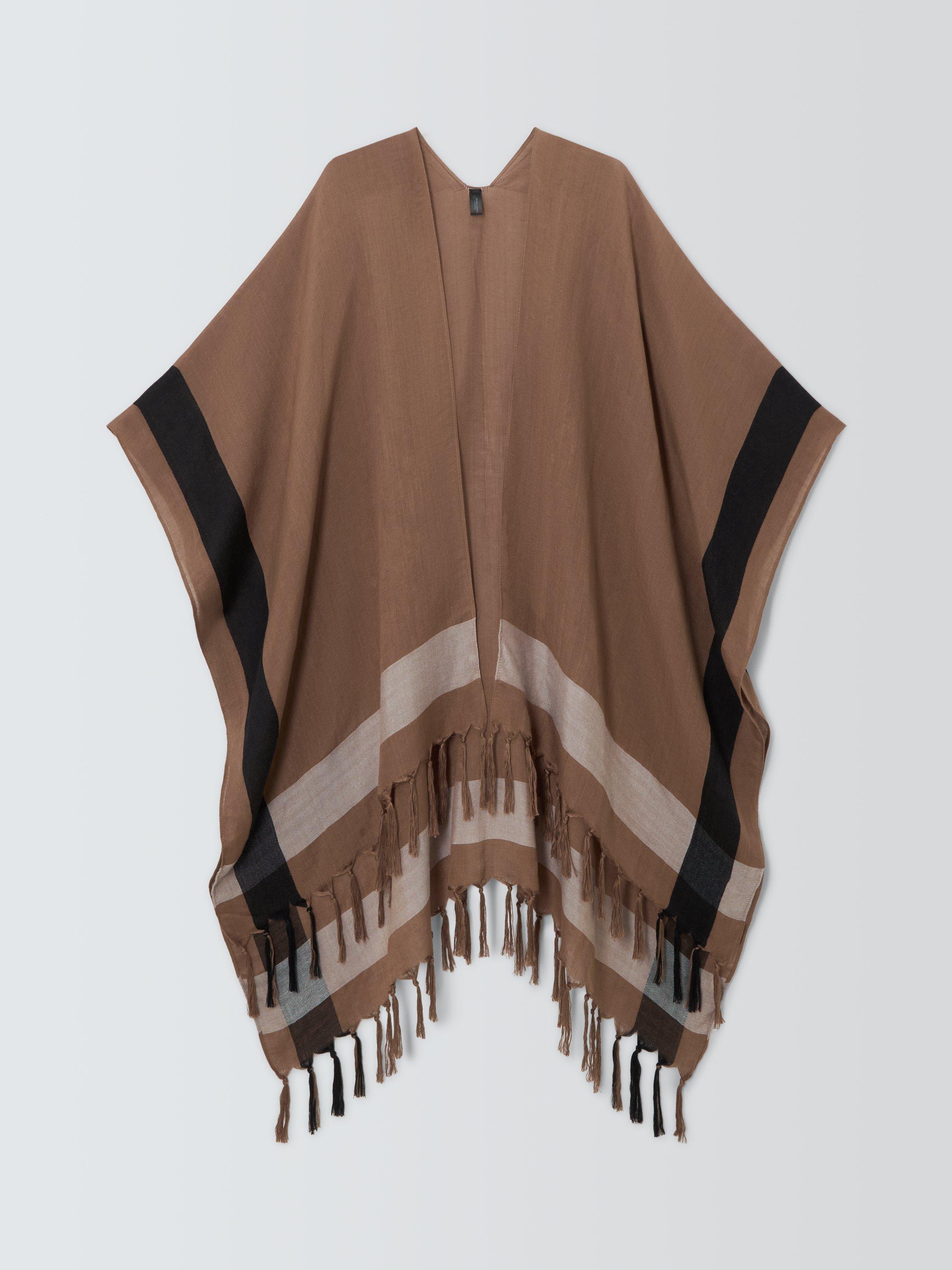 Product image 2 of 3, which shows John Lewis Border Tassel Wrap, Brown/Multi