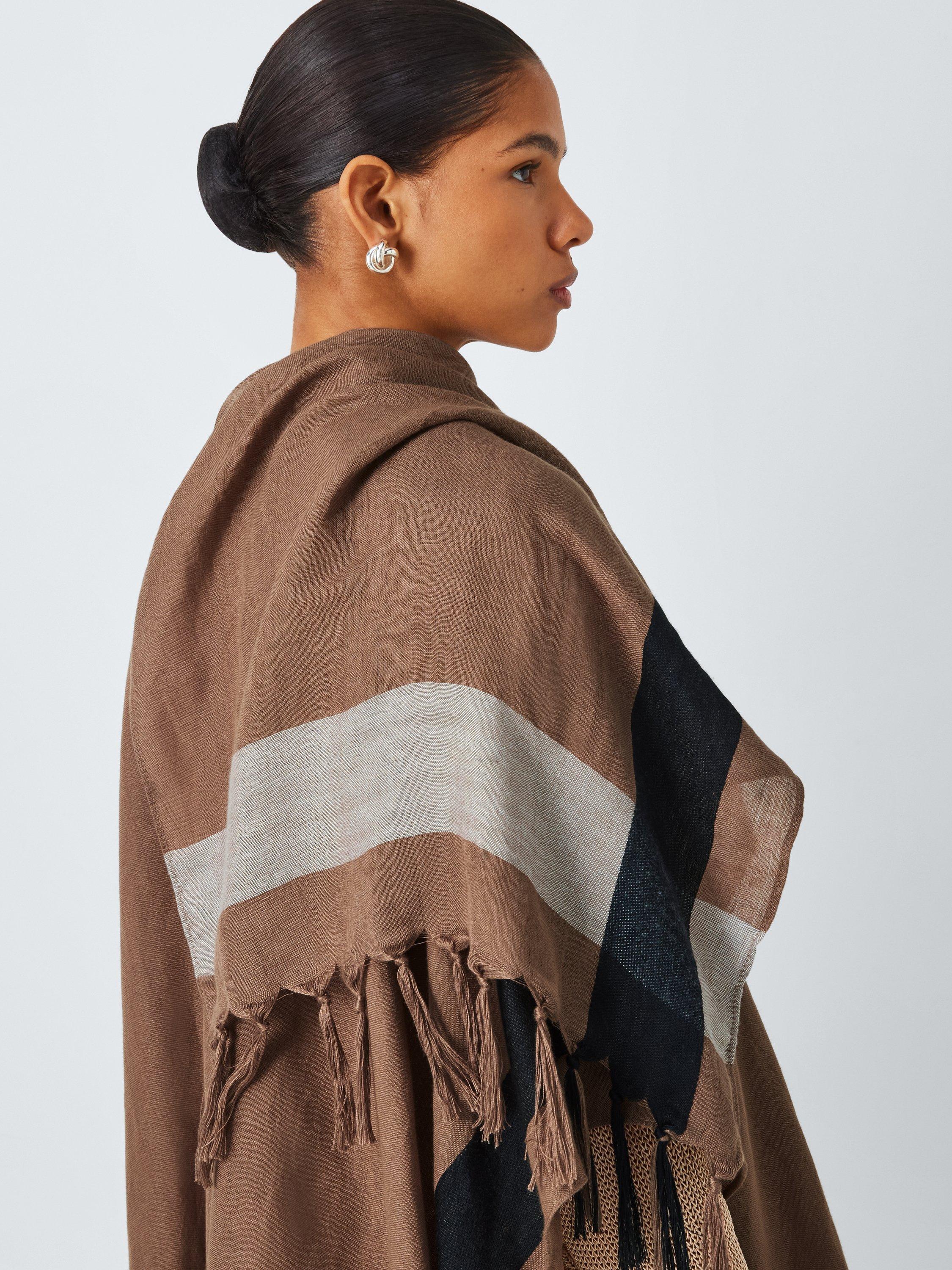 Product image 3 of 3, which shows John Lewis Border Tassel Wrap, Brown/Multi