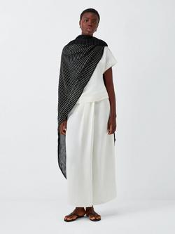 John Lewis Wool Stripe Scarf, Black, Black