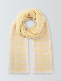 John Lewis Wool Stripe Scarf, Ecru/Yellow - view 2, Ecru/Yellow