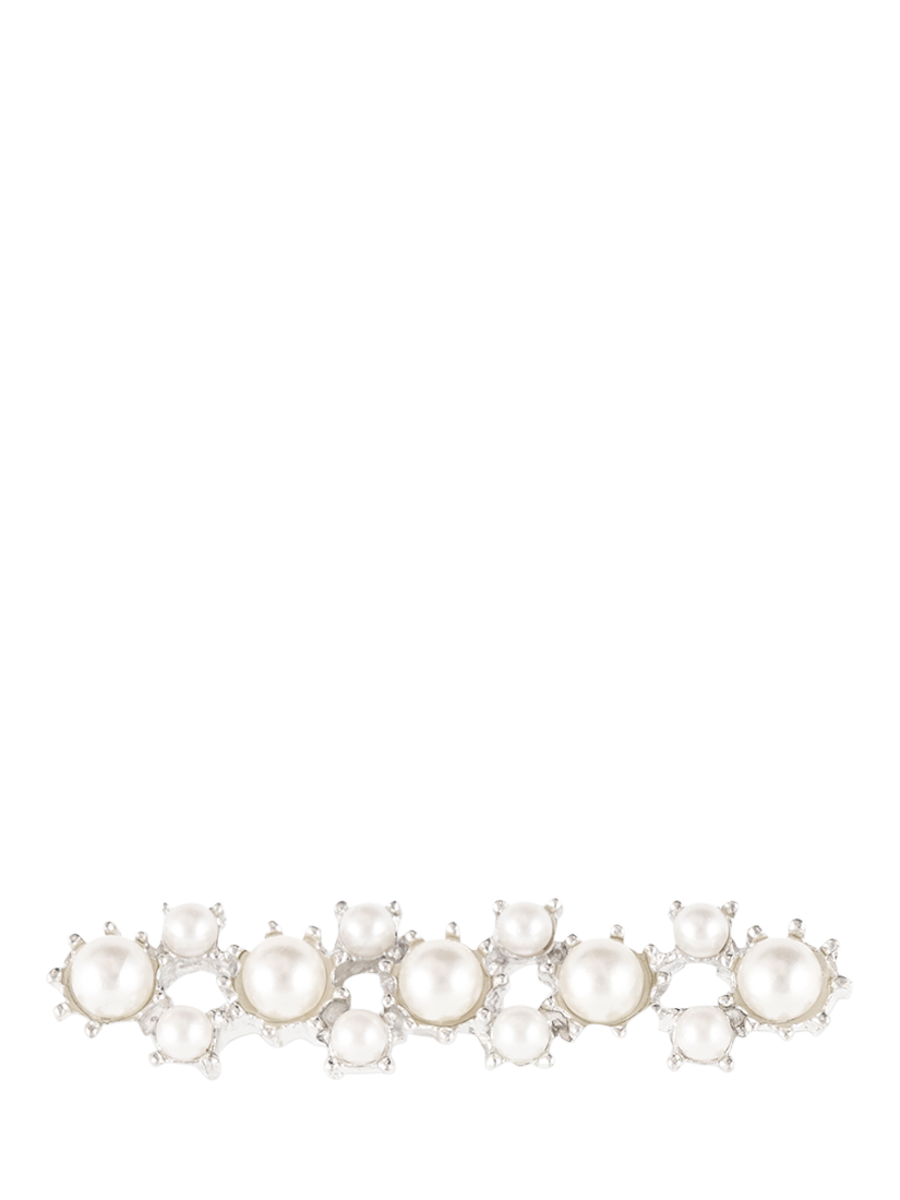 Product image 1 of 2, which shows Susan Caplan Pre-Loved Rediscovered Collection Faux Pearl Bar Brooch, Silver