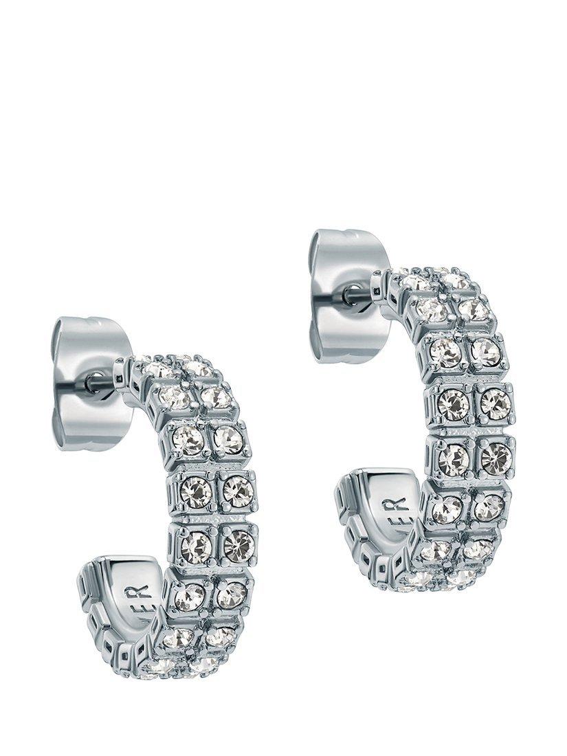 Product image 1 of 3, which shows Ted Baker Mellrie Crystal Hoop Earrings, Silver