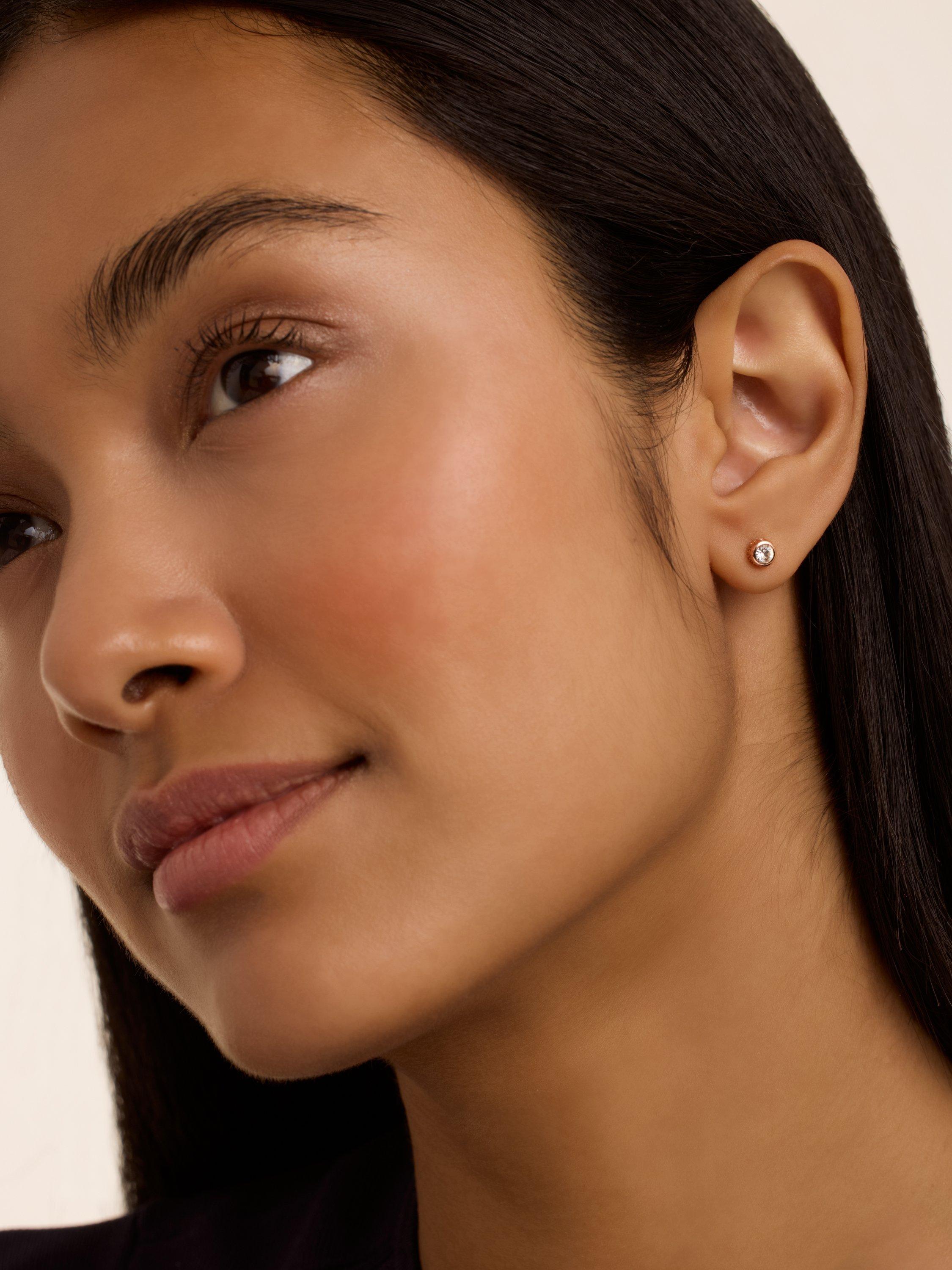 Product image 3 of 3, which shows Ted Baker Sinee Mini Crystal Stud Earrings, Rose Gold