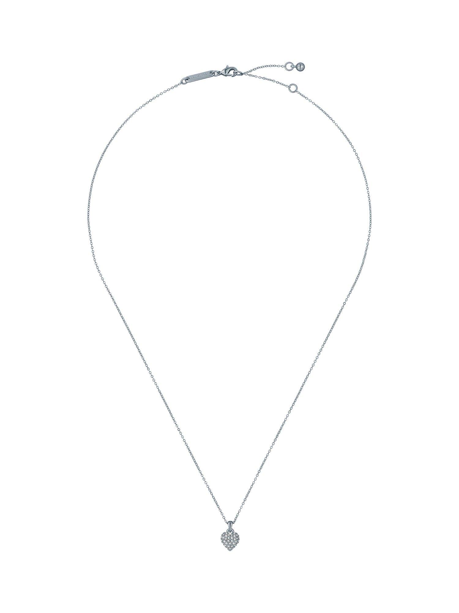 Product image 1 of 3, which shows Ted Baker Adorina Crystal Sweetheart Pendant Necklace, Silver
