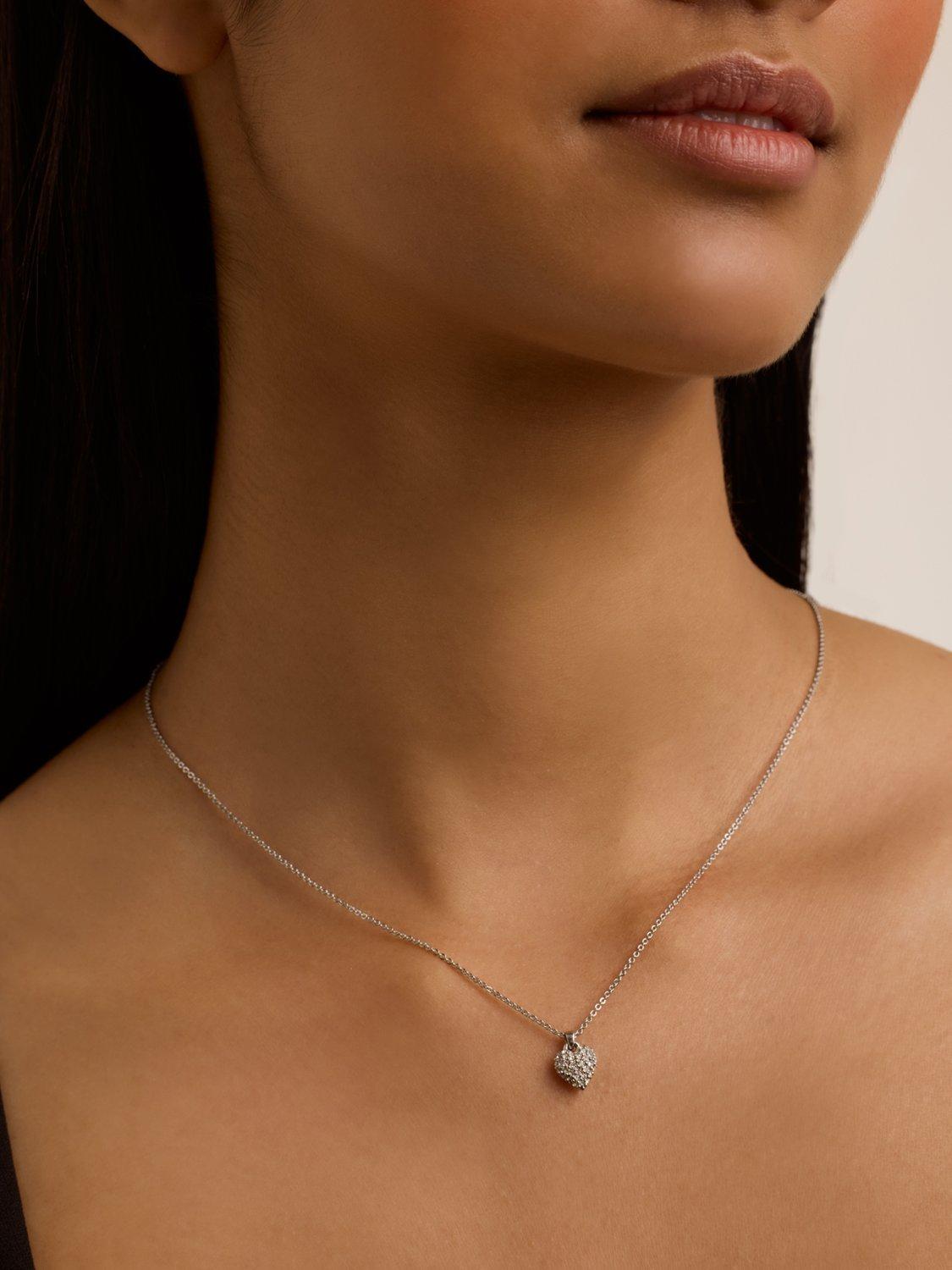 Product image 2 of 3, which shows Ted Baker Adorina Crystal Sweetheart Pendant Necklace, Silver