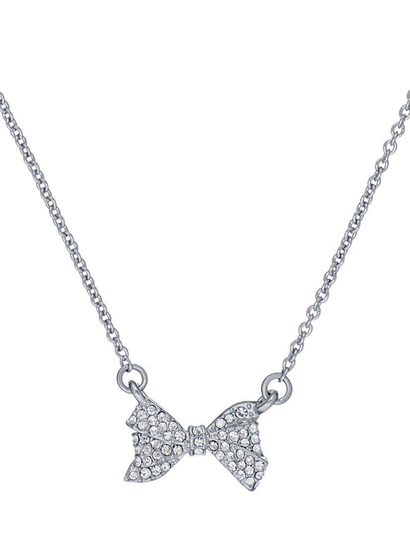 Product image 2 of 3, which shows Ted Baker Barsie Crystal Bow Pendant Necklace, Silver