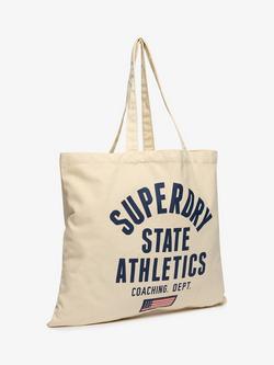 Superdry Tote Bag, Brown/Navy - view 2, Brown/Navy
