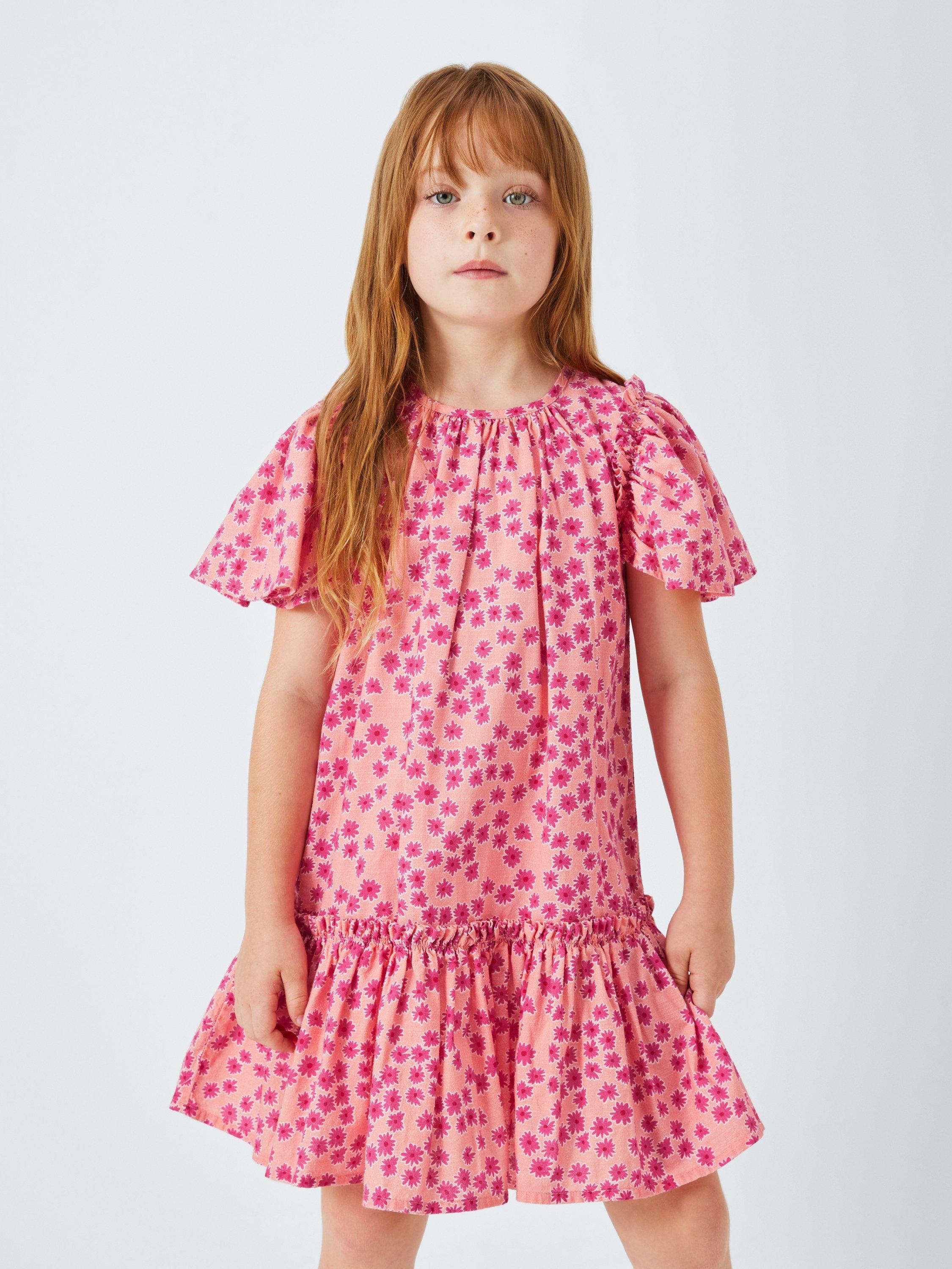 Product image 1 of 7, which shows John Lewis Kids' Floral Frill Dress, Pink, 2 years