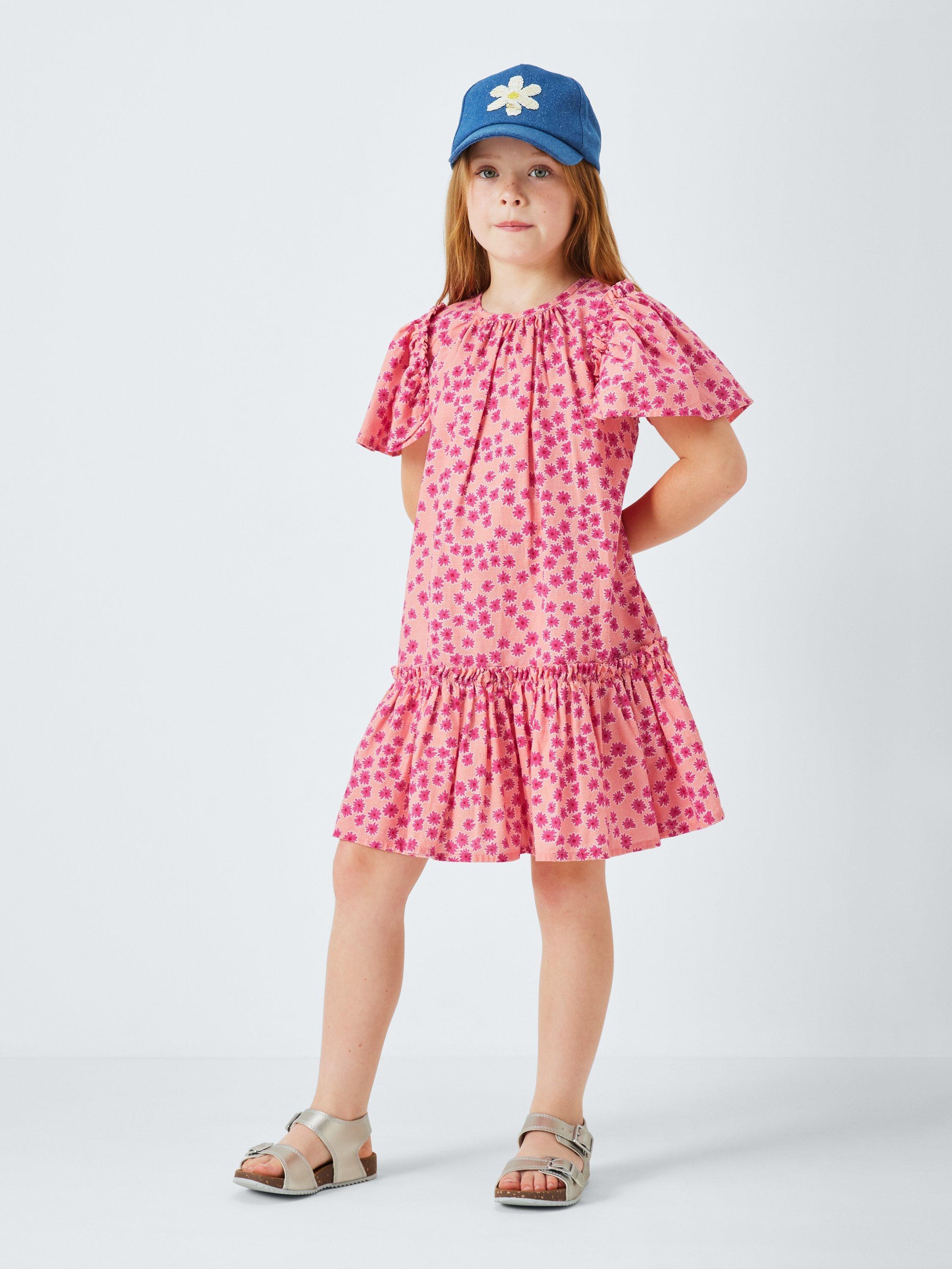 Product image 2 of 7, which shows John Lewis Kids' Floral Frill Dress, Pink, 2 years