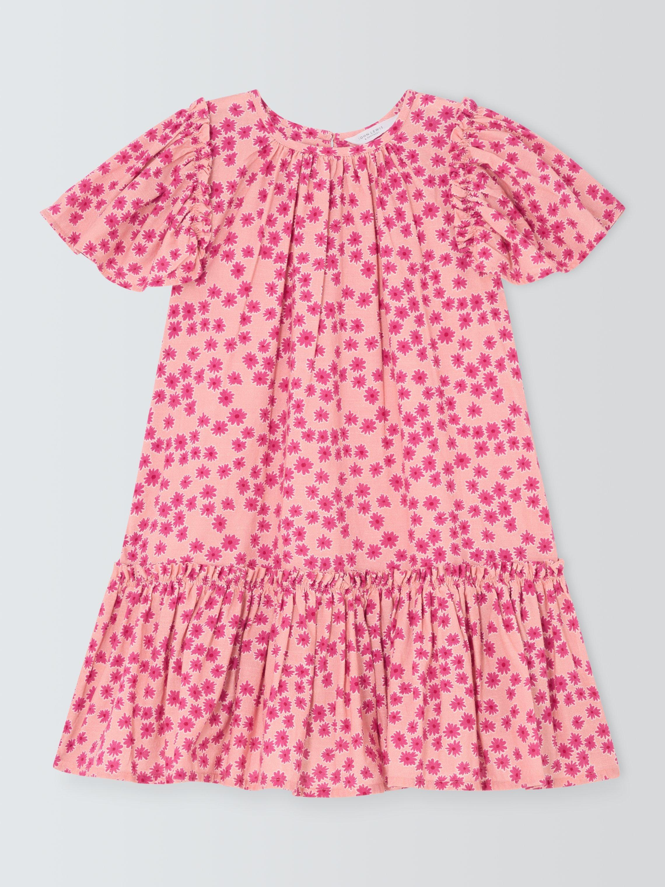Product image 3 of 7, which shows John Lewis Kids' Floral Frill Dress, Pink, 2 years
