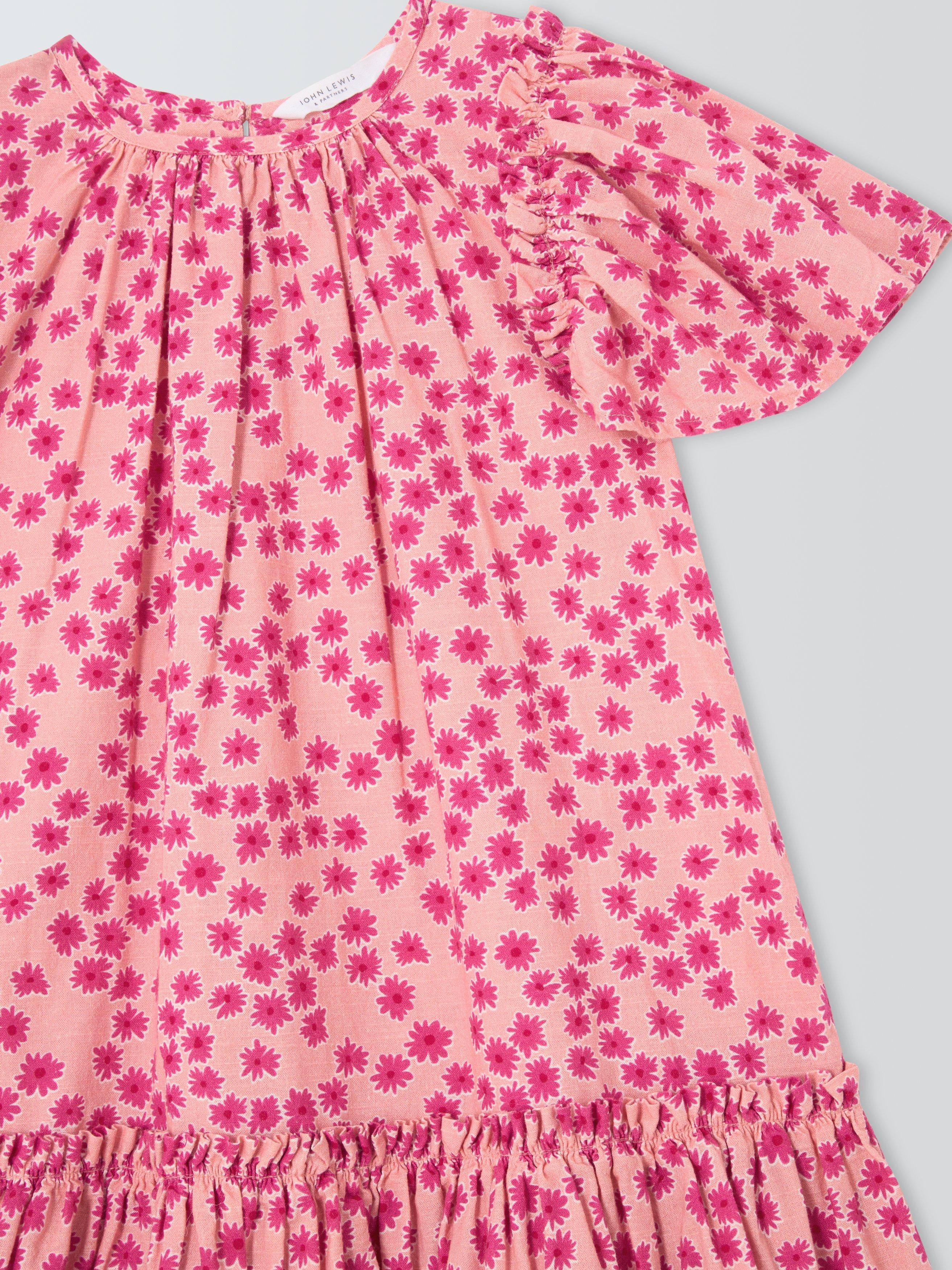 Product image 5 of 7, which shows John Lewis Kids' Floral Frill Dress, Pink, 2 years